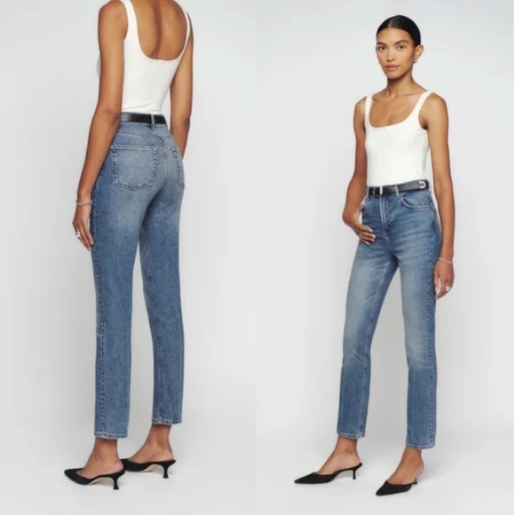 Reformation Liza Ultra High Rise Straight Cropped Jeans - Picture 3 of 6